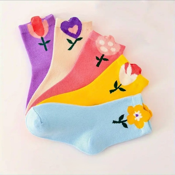;) Other - Girl's Cute Floral Sock- 5Pairs